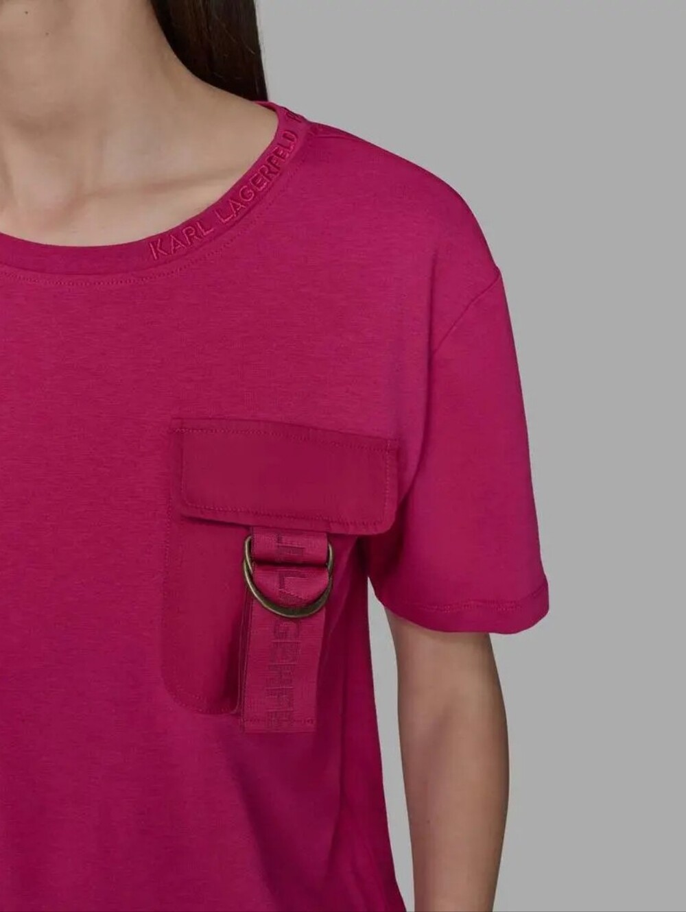 Karl Lagerfeld Paris Utility Pocket Tee Pink Size M NWT $99 - Picture 5 of 9